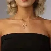V Shape Necklace Geometric Pendant Necklaces Ring Holder Holding Special Necklace - Silver, Gold & Rose Gold