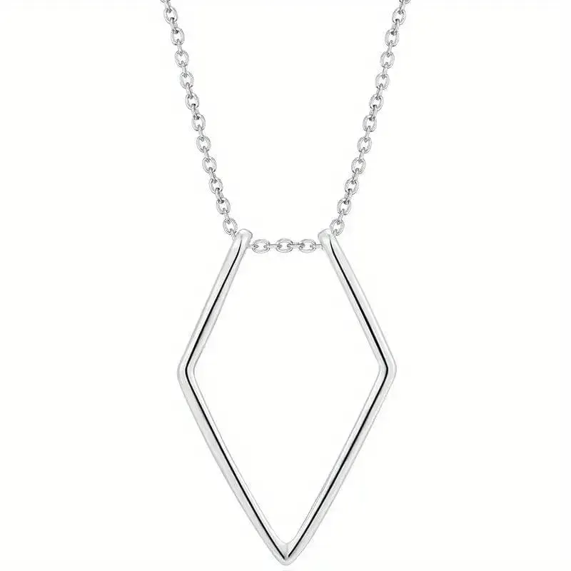 V Shape Necklace Geometric Pendant Necklaces Ring Holder Holding Special Necklace - Silver, Gold & Rose Gold