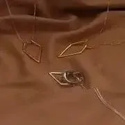 V Shape Necklace Geometric Pendant Necklaces Ring Holder Holding Special Necklace - Silver, Gold & Rose Gold