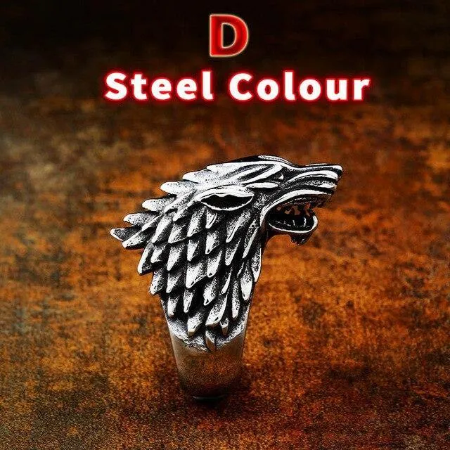 Viking Nordic Wolf Head Odin 's Symbol Ring