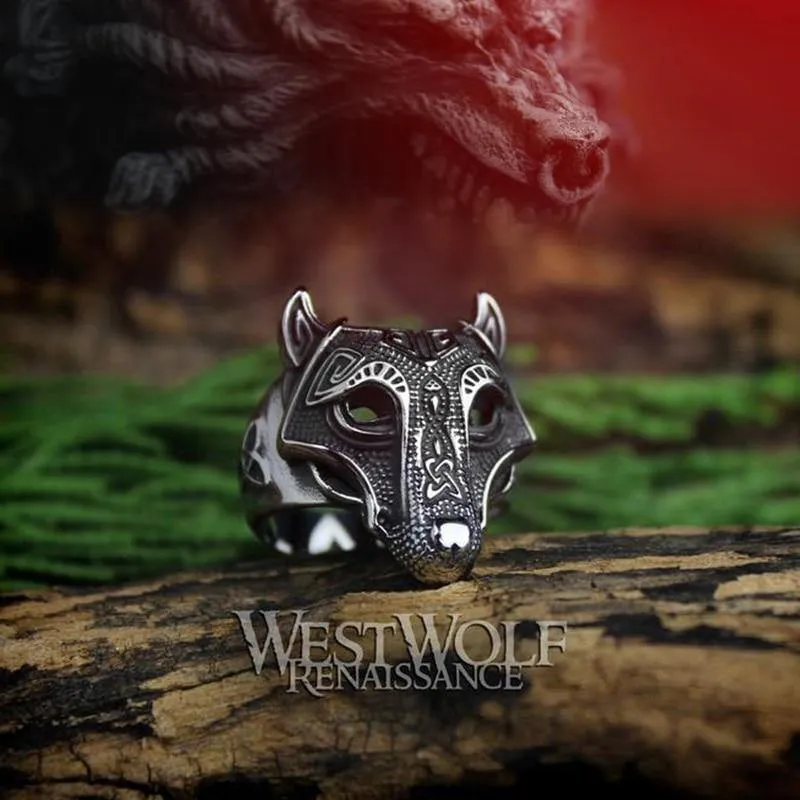 Viking Nordic Wolf Head Odin 's Symbol Ring