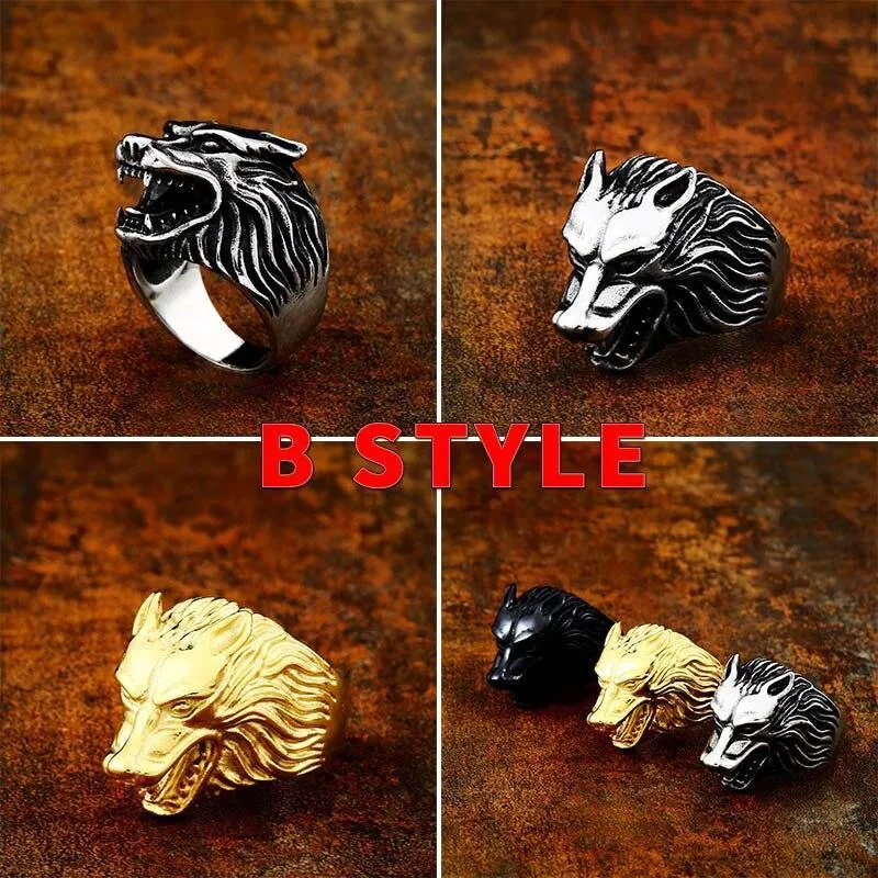 Viking Nordic Wolf Head Odin 's Symbol Ring