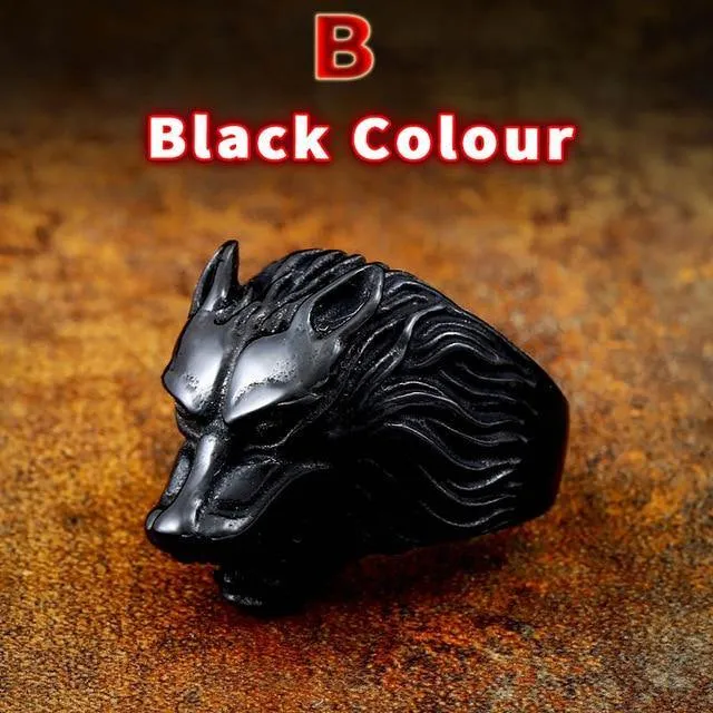 Viking Nordic Wolf Head Odin 's Symbol Ring