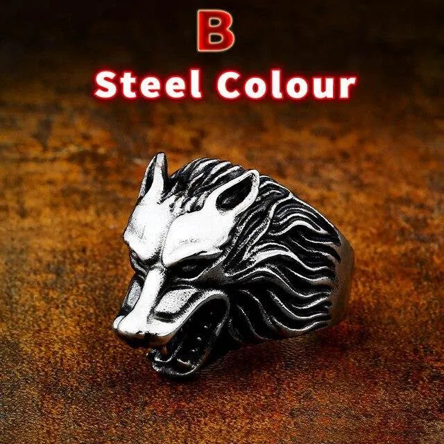 Viking Nordic Wolf Head Odin 's Symbol Ring