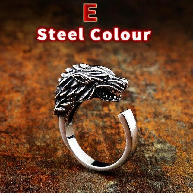 Viking Nordic Wolf Head Odin 's Symbol Ring