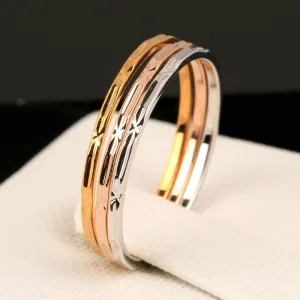 Vintage 3 Color Rounds Elegant Finger Rings Rose Gold Plated Fashion Brand Punk Jewellery/Jewelry For Women
