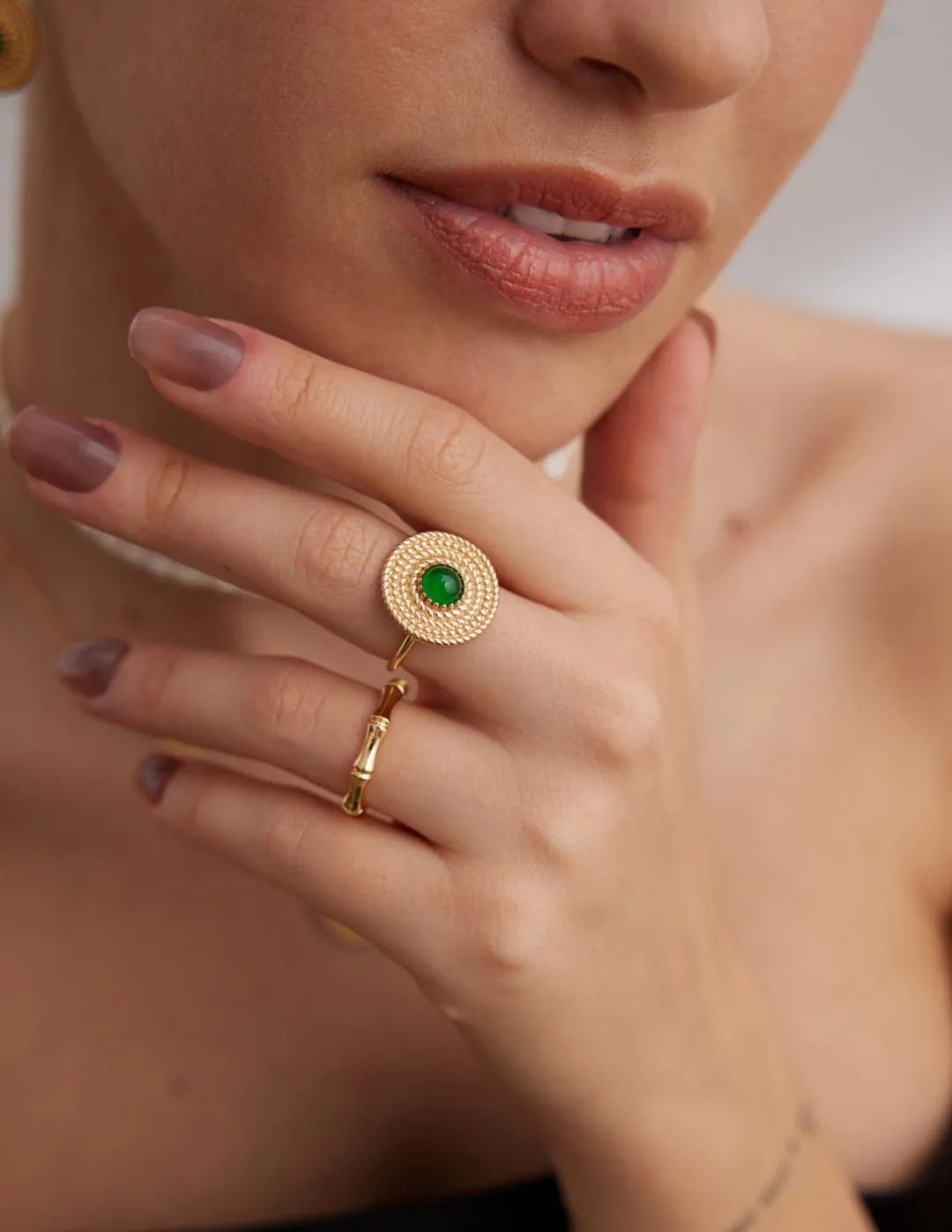 Vintage Disc Chrysoprase Ring