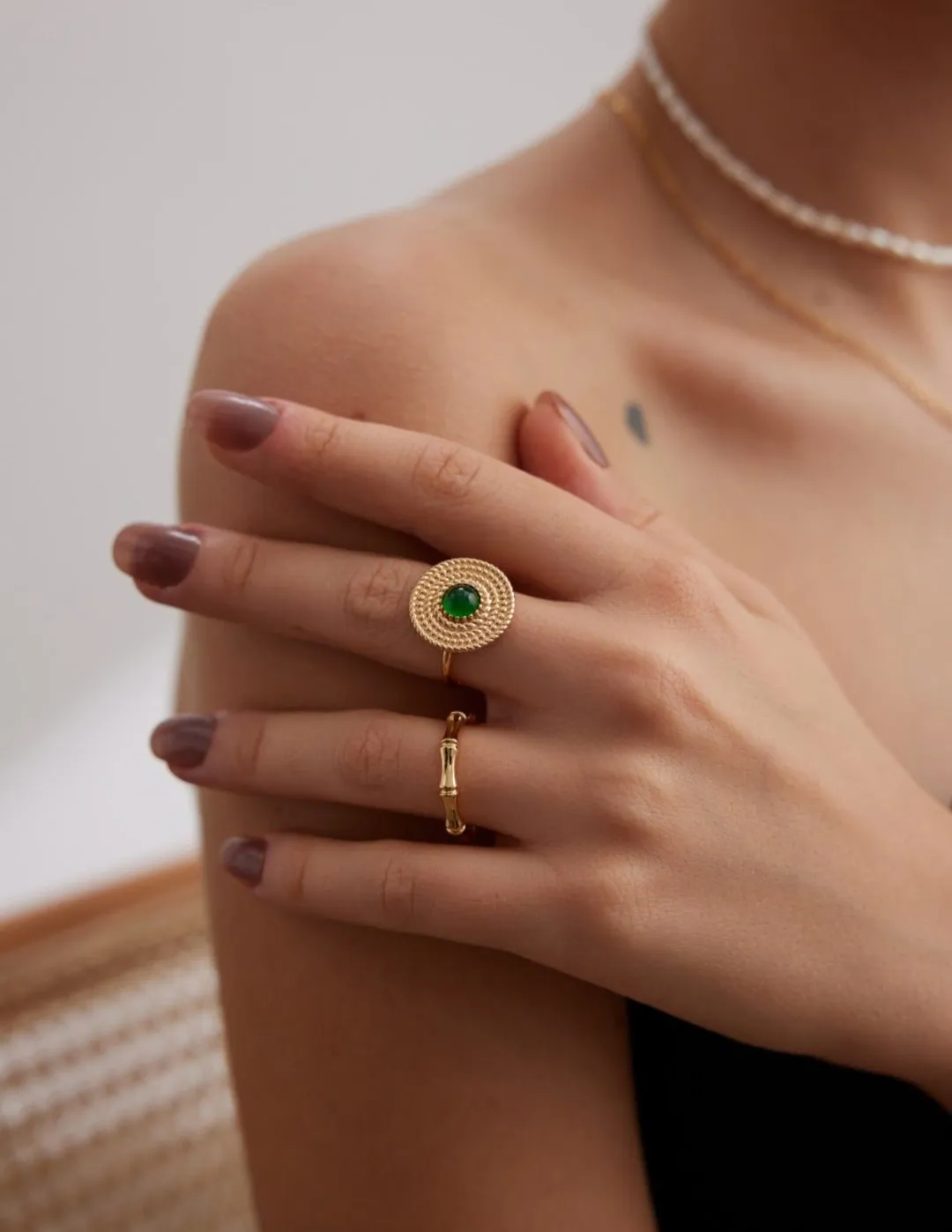 Vintage Disc Chrysoprase Ring