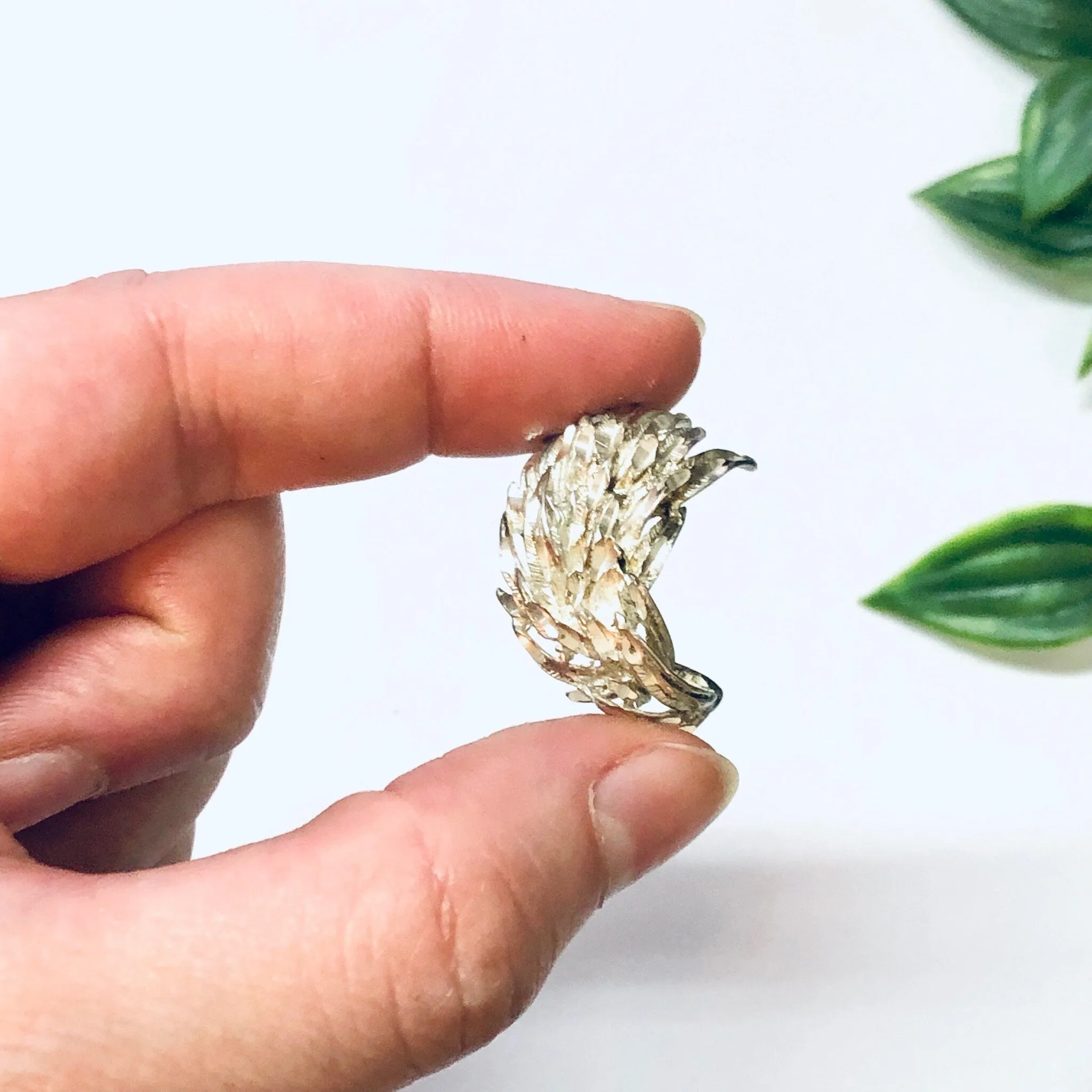Vintage Earrings, Silver Earrings, Vintage Jewelry, Pierced Ears, Feather Earrings, Leaf Earrings, Unique Jewelry, Sparkly Jewelry, 925