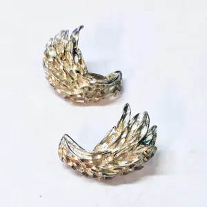 Vintage Earrings, Silver Earrings, Vintage Jewelry, Pierced Ears, Feather Earrings, Leaf Earrings, Unique Jewelry, Sparkly Jewelry, 925