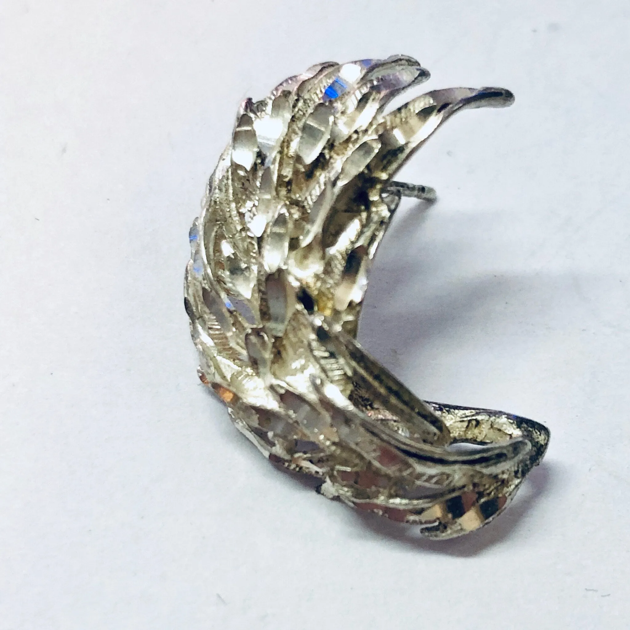 Vintage Earrings, Silver Earrings, Vintage Jewelry, Pierced Ears, Feather Earrings, Leaf Earrings, Unique Jewelry, Sparkly Jewelry, 925