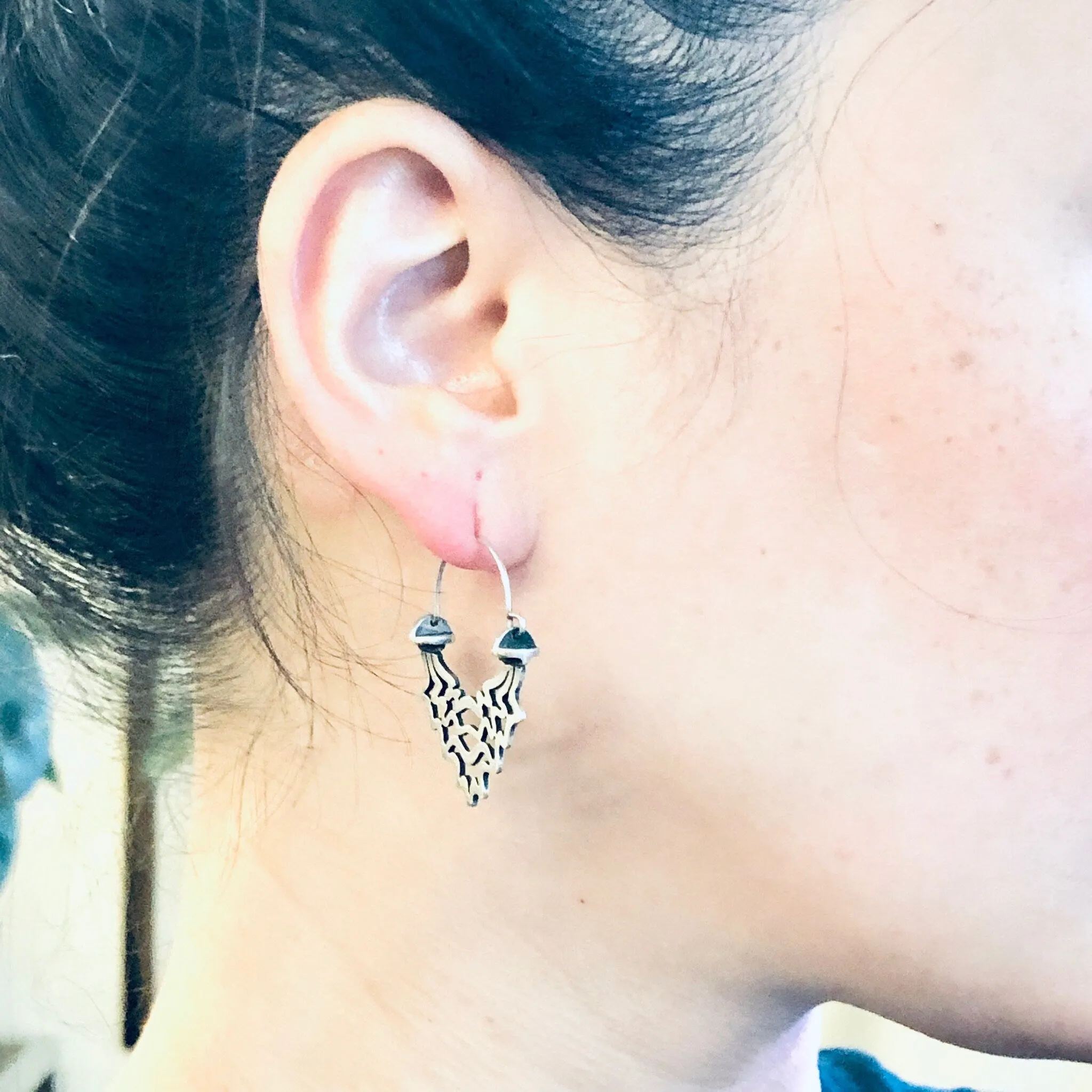 Vintage Earrings, Silver Earrings, Vintage Jewelry, Unique Earrings, pierced Ears, Hoop Earrings, Dangle Earrings, 925 Earrings, Dragon