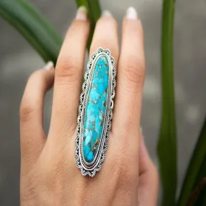 Vintage Look Tibet Alloy Antique Plated Personality Green Ring