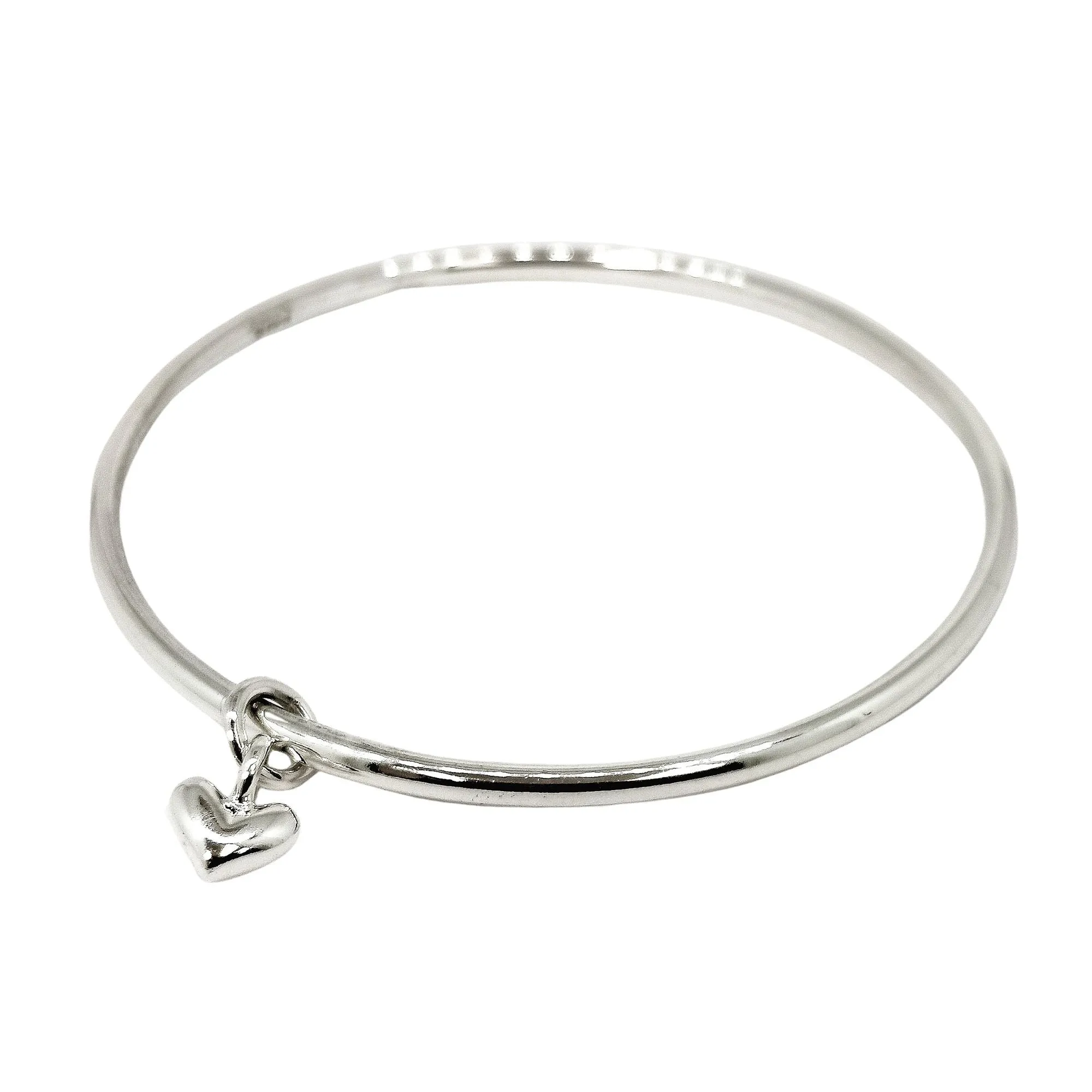 Vintage 'Midi' Sweetheart Silver Heart Charm Bangle