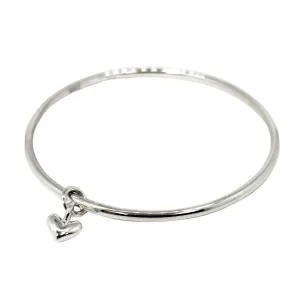 Vintage 'Midi' Sweetheart Silver Heart Charm Bangle