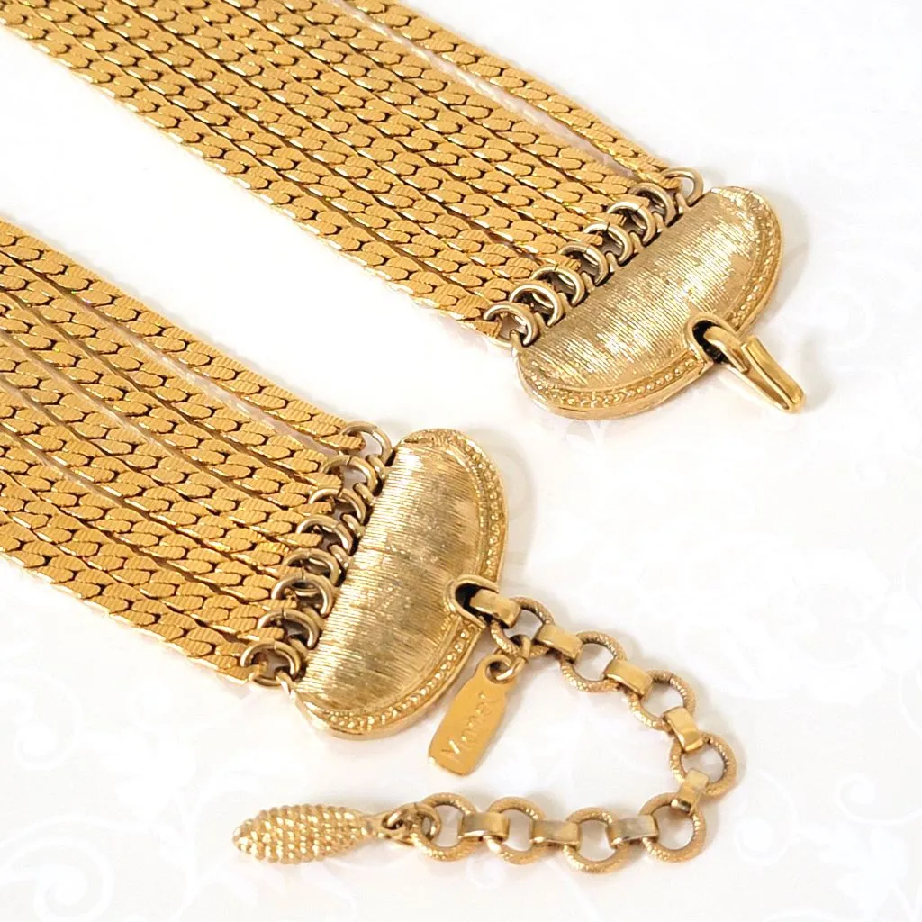 Vintage Monet Gold Tone Multistrand Chain Choker Necklace