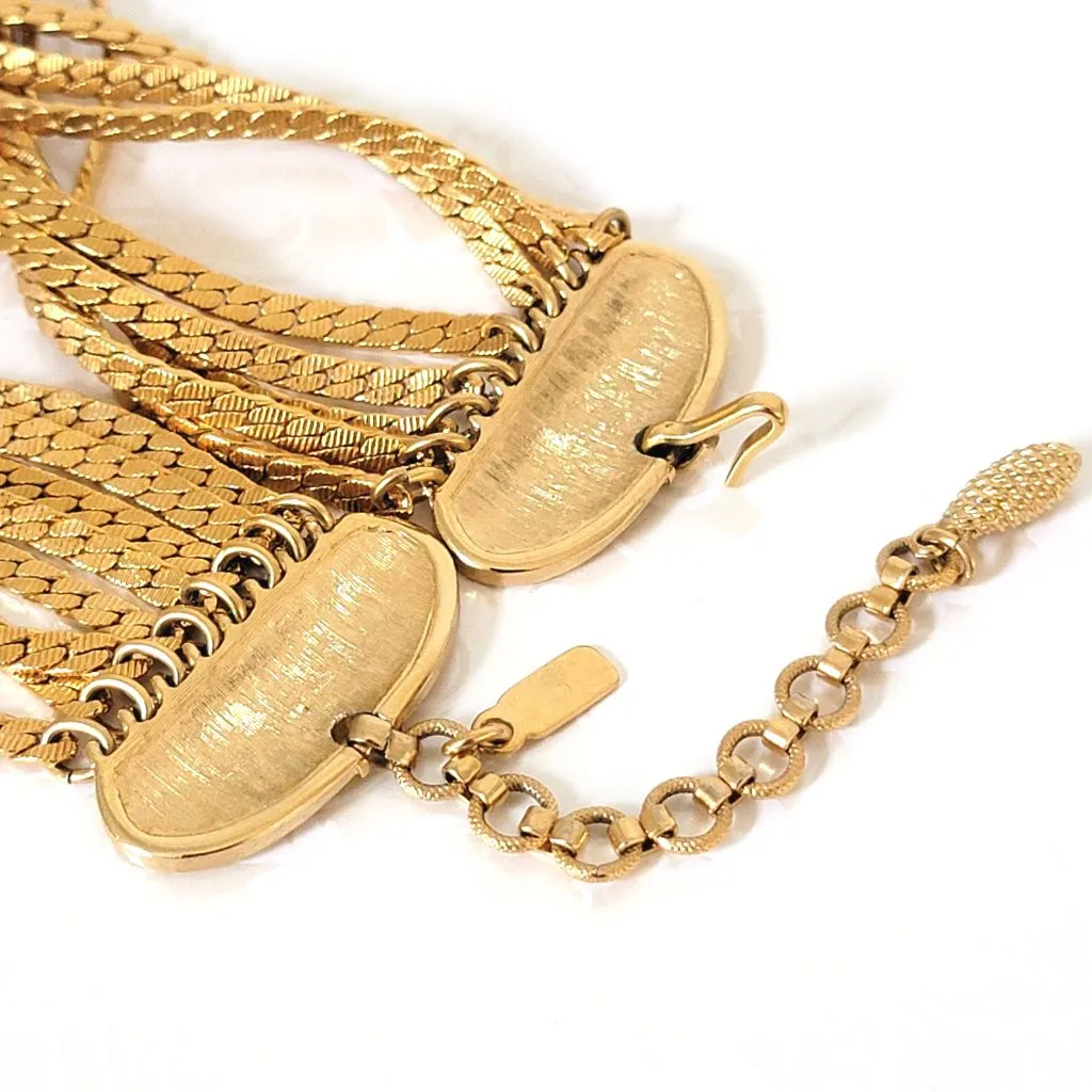 Vintage Monet Gold Tone Multistrand Chain Choker Necklace