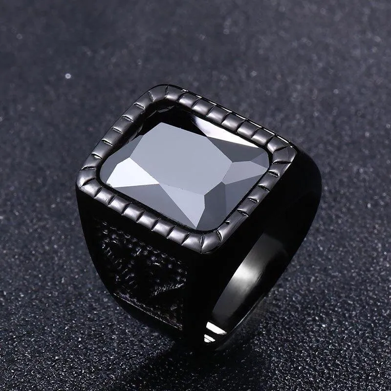Vintage Red Zircon Crystal  Finger Rings For Men