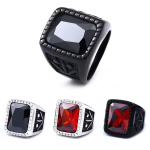 Vintage Red Zircon Crystal  Finger Rings For Men
