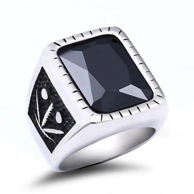 Vintage Red Zircon Crystal  Finger Rings For Men