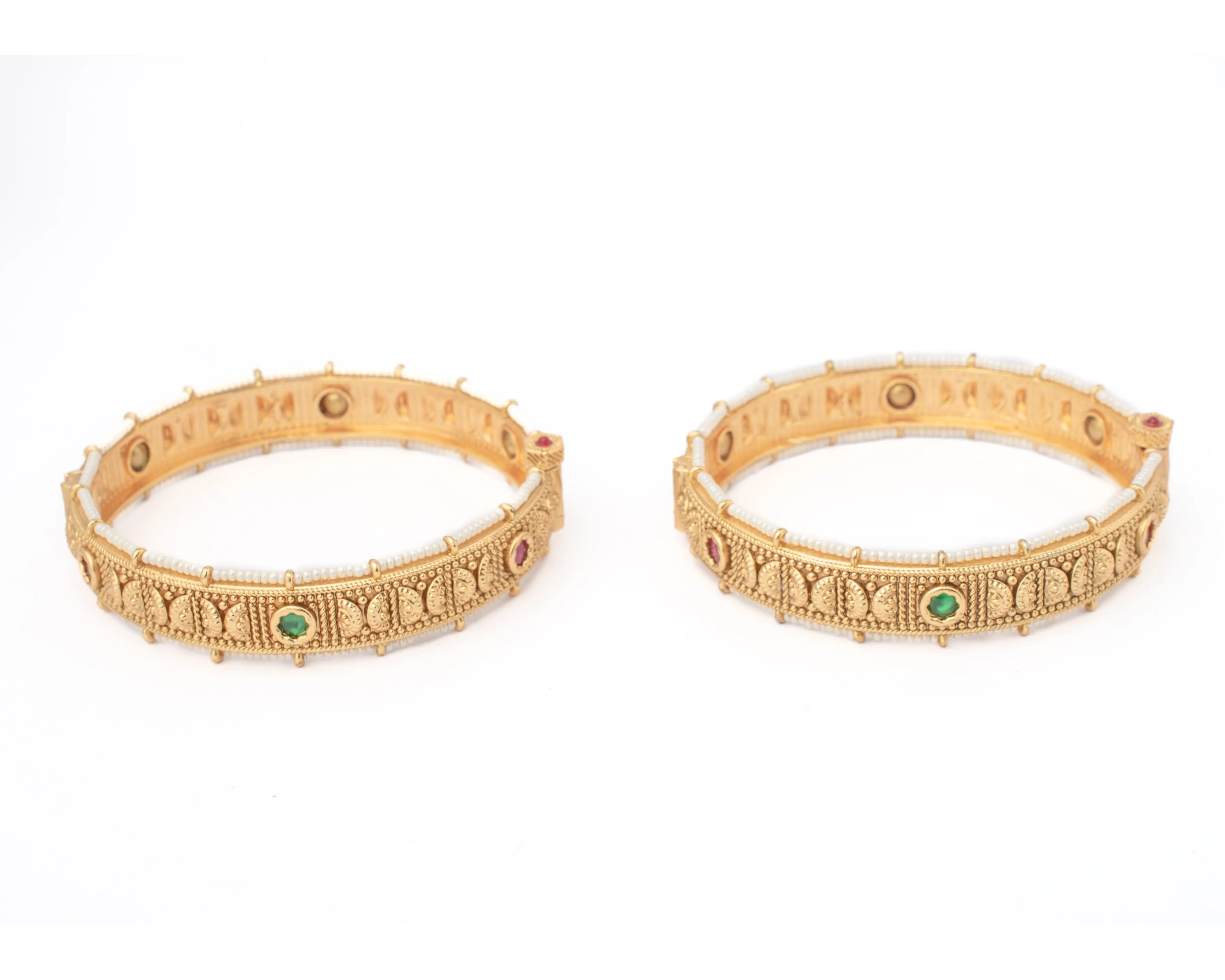 vivinia BY VIDHI MEHRA Ismarrah 2.0 Gold Plated Beads/Synthetic Stone Bangles ( Set of 2 ) - VB745