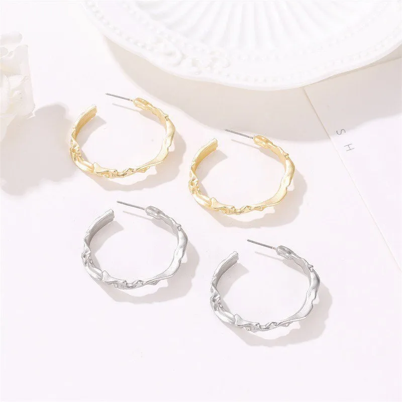 Water Shape Liquid Metal Hoop Earrings