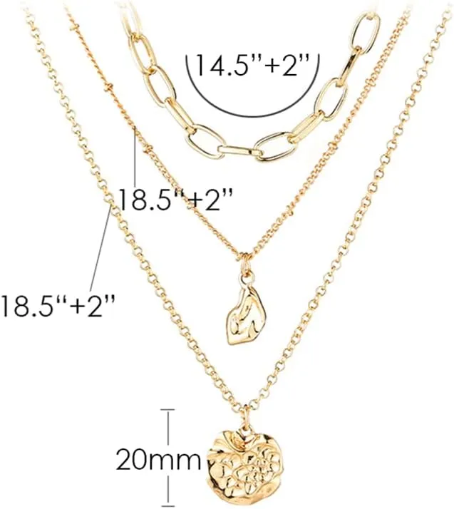 wgoud Gold Dainty Layered Necklace for Women, 14K Gold Plated Paperclip Chain Necklace Personalized Simple Coin Pendant Necklaces for Women Birthday Jewelry Gift