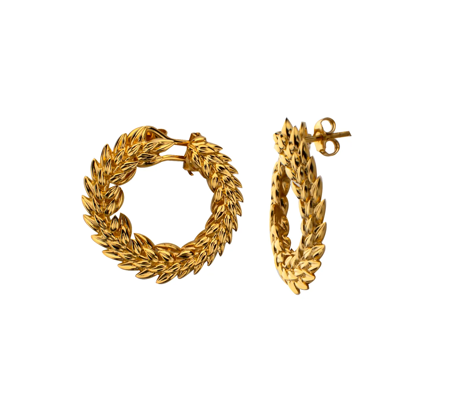 Wheat Sheaf Unique Earrings -18K Sterling Silver