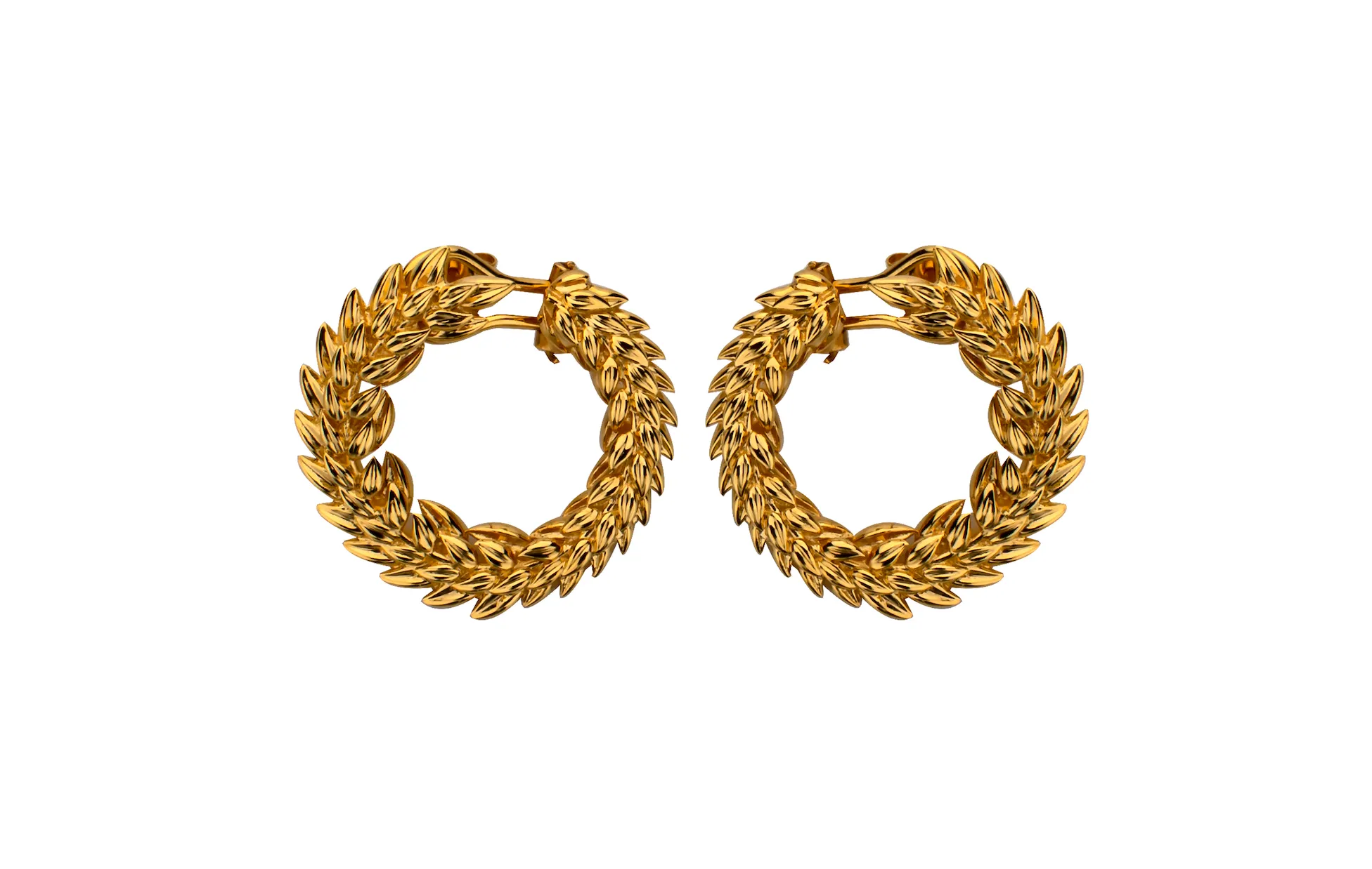 Wheat Sheaf Unique Earrings -18K Sterling Silver
