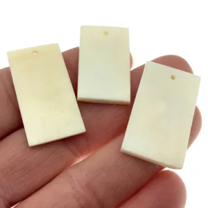 White/Off White Rectangle Shaped Lightweight Ox Bone Pendant Component (Single-Drilled)-17mm x 32mm - White & Brown Available