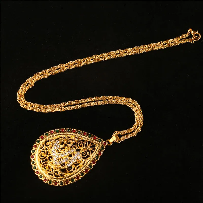 Wholesale Artistic retro alloy heart-shaped water drop necklace