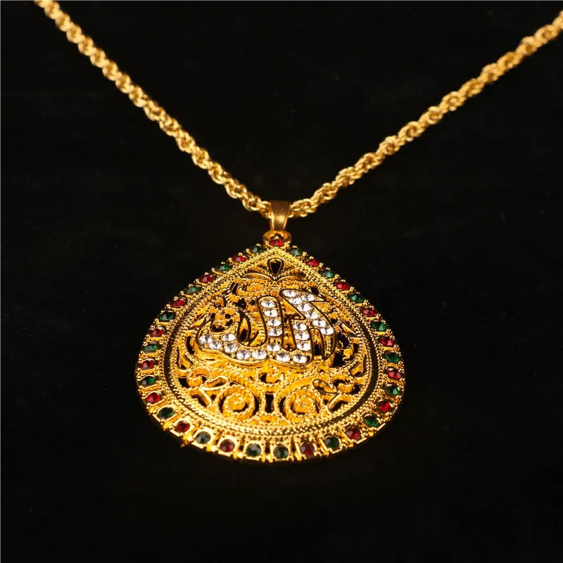 Wholesale Artistic retro alloy heart-shaped water drop necklace