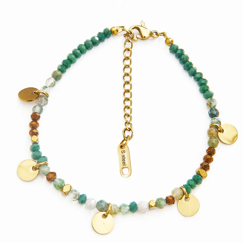 Wholesale Handmade Bead-hanging Delicate Round Titanium Steel Bracelets