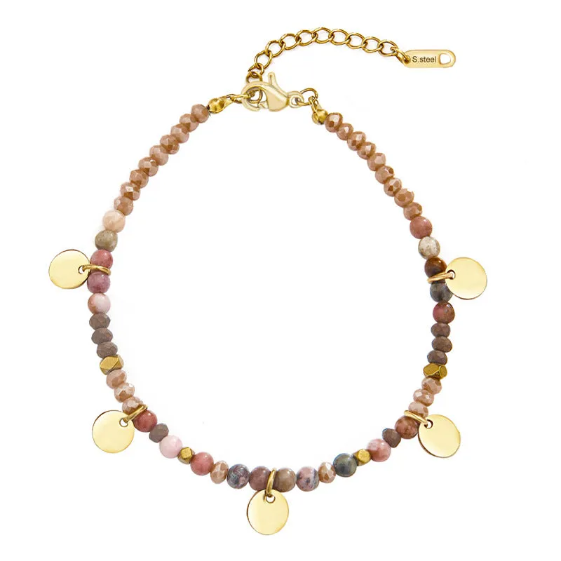 Wholesale Handmade Bead-hanging Delicate Round Titanium Steel Bracelets