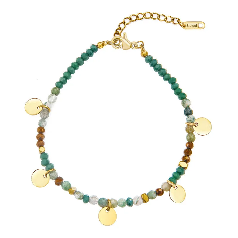Wholesale Handmade Bead-hanging Delicate Round Titanium Steel Bracelets