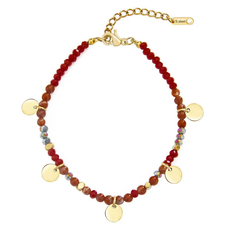 Wholesale Handmade Bead-hanging Delicate Round Titanium Steel Bracelets