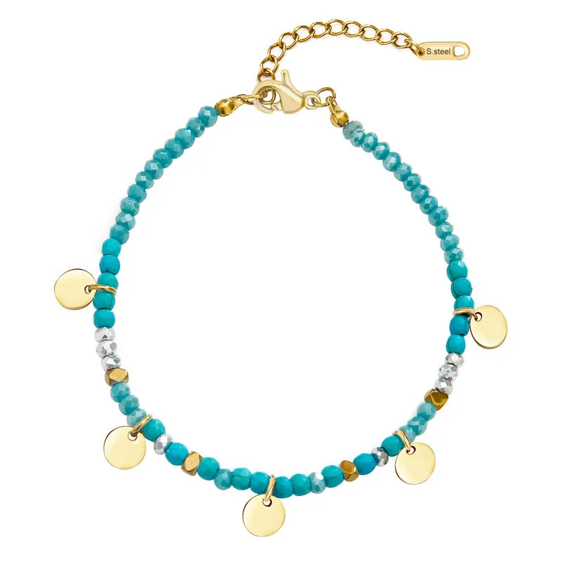 Wholesale Handmade Bead-hanging Delicate Round Titanium Steel Bracelets