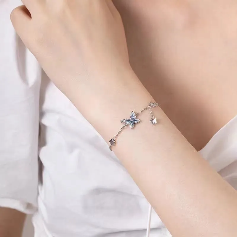 Wholesale Zircon tassel butterfly niche design versatile bracelet