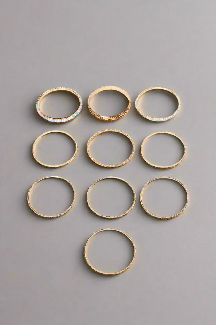 Women Gold Embellished Bracelet Set (10 Piece)