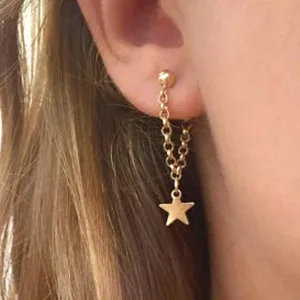 Zenon Unique Chain Star Earring in Gold or Silver