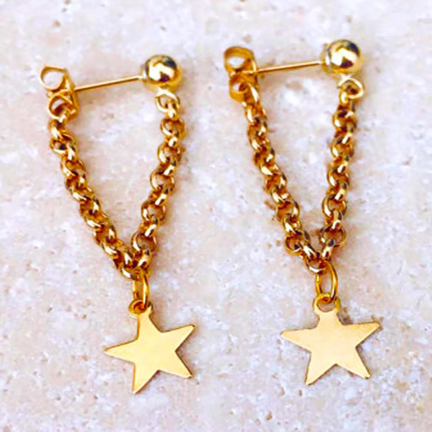 Zenon Unique Chain Star Earring in Gold or Silver